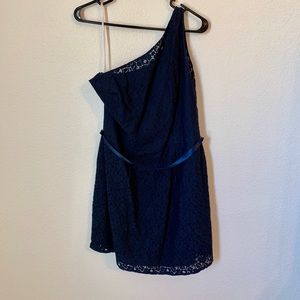 Blue one shoulder cocktail dress